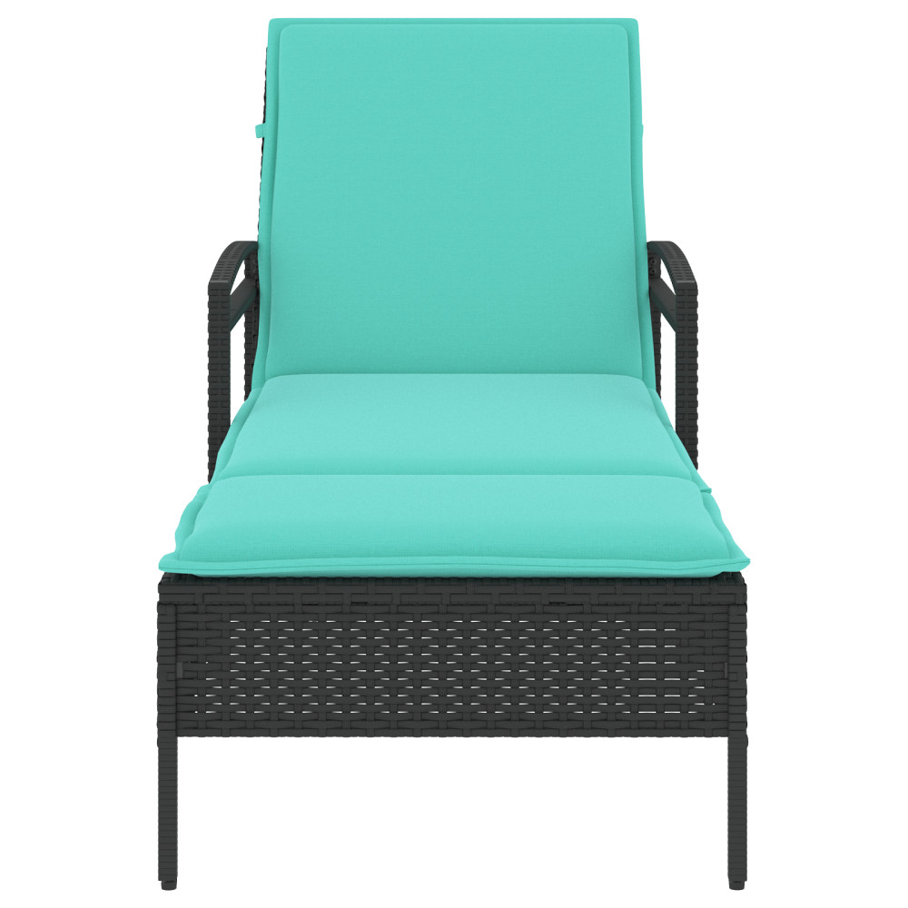 Produktbild för | Solstol | Reclining med kudde Svart 63 x 200 x 81 cm konstrotting