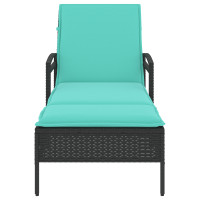 Produktbild för | Solstol | Reclining med kudde Svart 63 x 200 x 81 cm konstrotting
