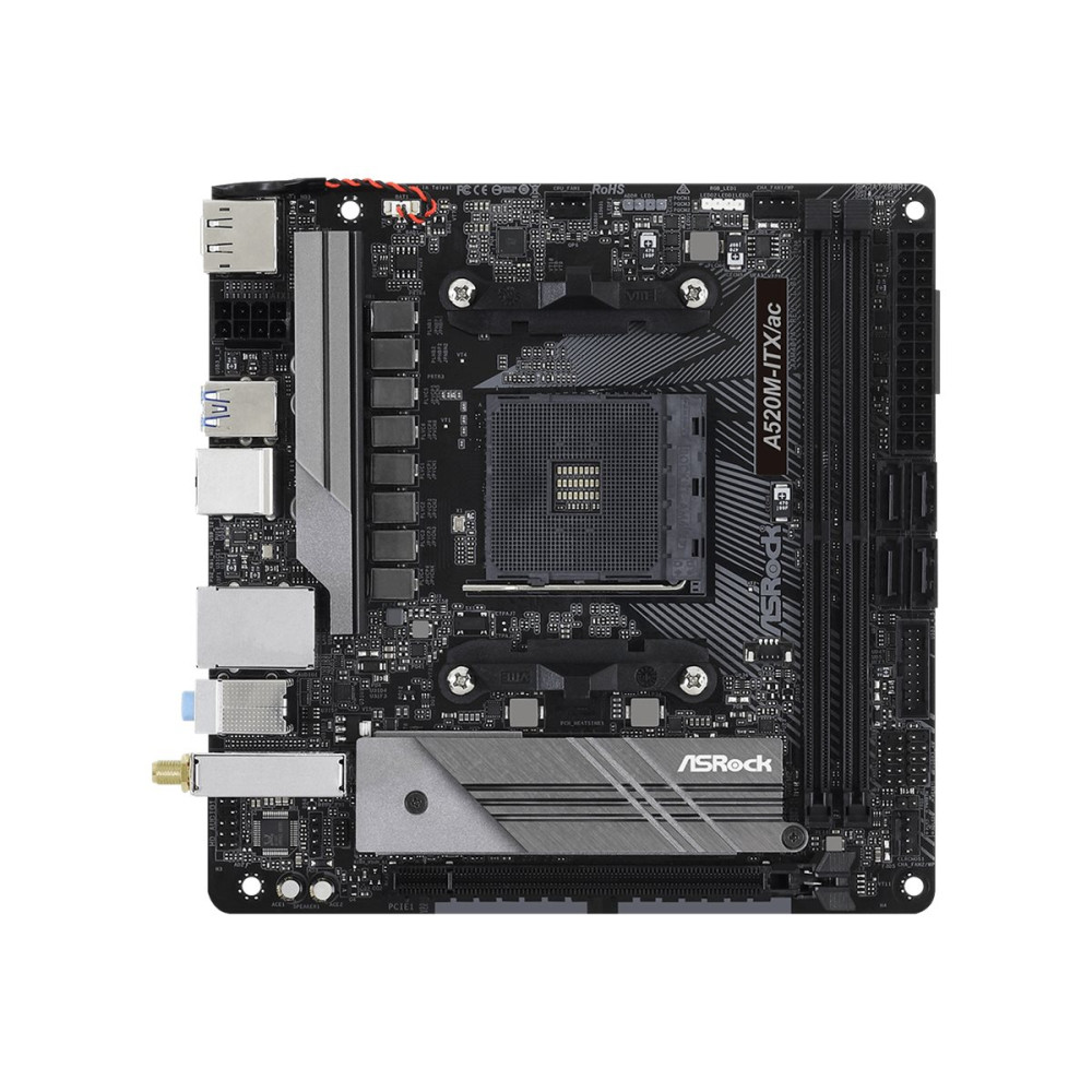 Produktbild för ASRock A520M-ITX/ac - moderkort - mini ITX - Socket AM4 - AMD A520