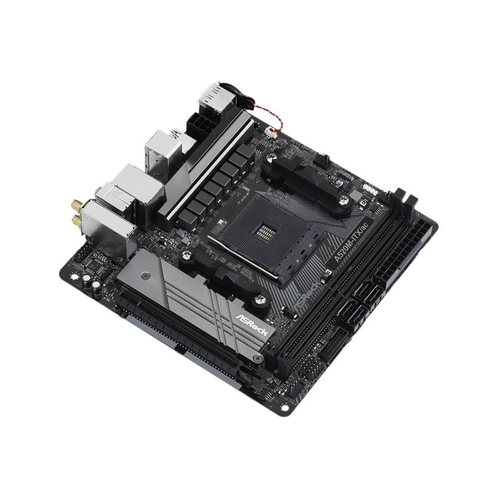 Produktbild för ASRock A520M-ITX/ac - moderkort - mini ITX - Socket AM4 - AMD A520