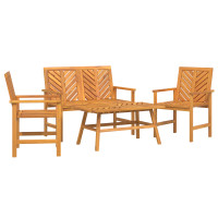 Produktbild för Trädgård loungemöbler 4 pcs Brun Massivt Akaciaträ