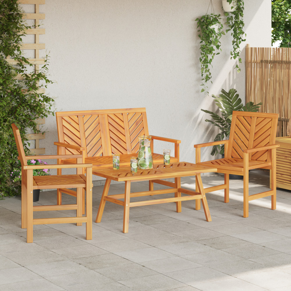 Produktbild för Trädgård loungemöbler 4 pcs Brun Massivt Akaciaträ