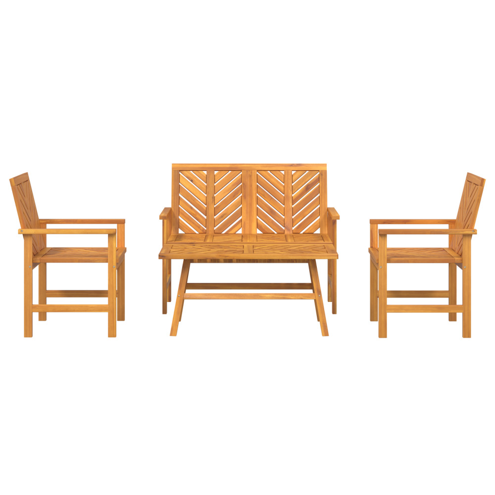 Produktbild för Trädgård loungemöbler 4 pcs Brun Massivt Akaciaträ