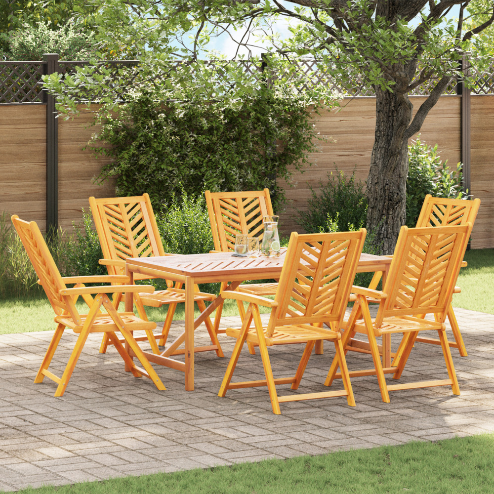 Produktbild för Trädgård Stol 6 pcs Brun 57 x 72 x 109 cm Massivt Akaciaträ