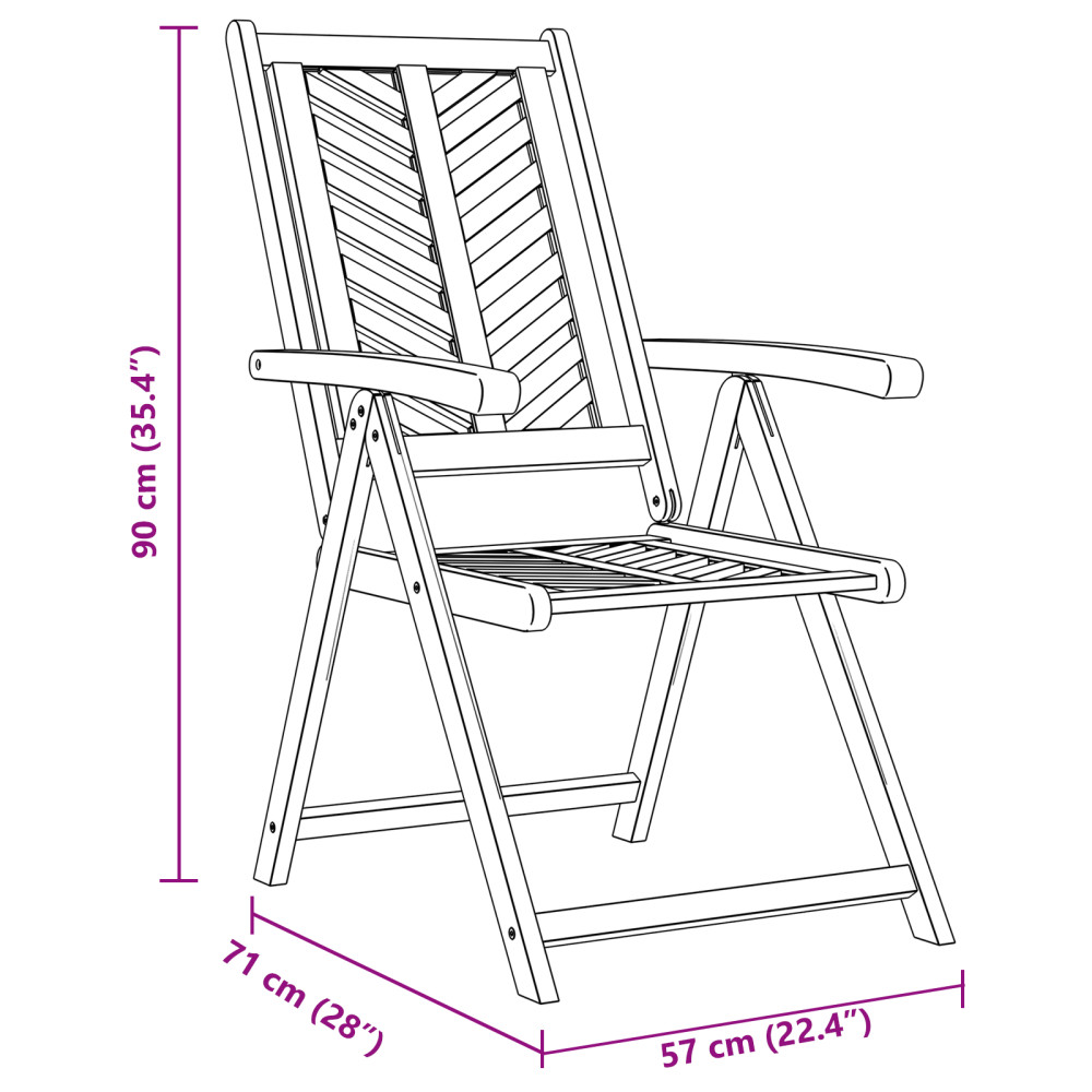 Produktbild för Trädgård Stol 6 pcs Brun 57 x 72 x 109 cm Massivt Akaciaträ