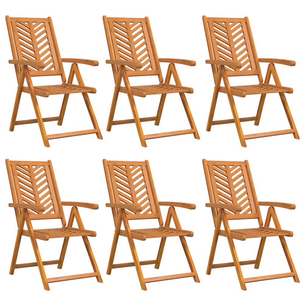 Produktbild för Trädgård Stol 6 pcs Brun 57 x 72 x 109 cm Massivt Akaciaträ