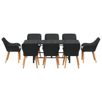 Produktbild för Trädgårdsmöbelset med kudde 9 pcs Svart konstrotting