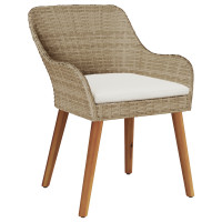 Produktbild för Trädgårdsmöbelset med kudde 9 pcs Beige konstrotting