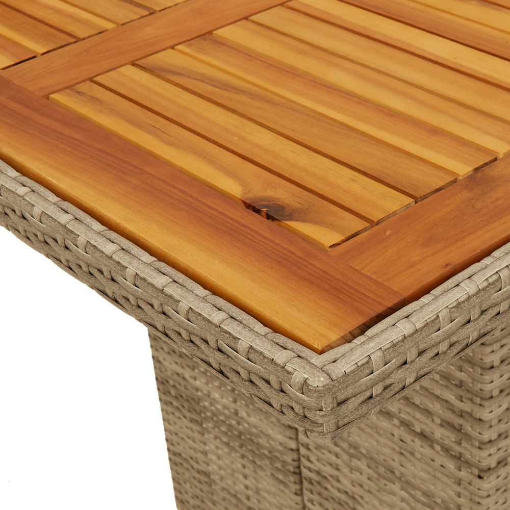 Produktbild för Trädgårdsmöbelset med kudde 7 pcs Beige konstrotting