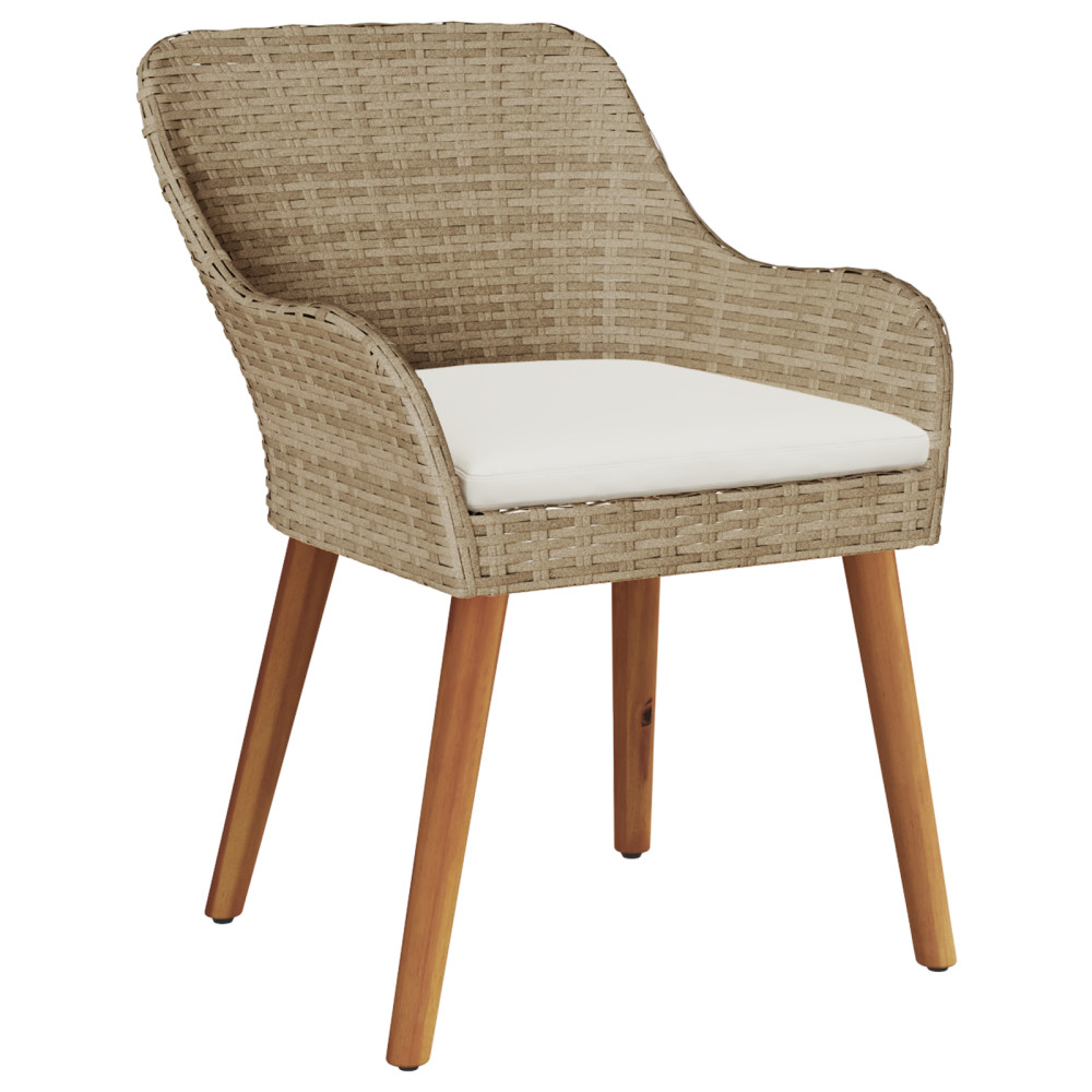 Produktbild för Trädgårdsmöbelset med kudde 9 pcs Beige konstrotting