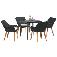 Produktbild för Trädgårdsmöbelset med kudde 5 pcs Svart konstrotting