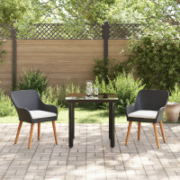 Produktbild för Trädgårdsmöbelset med kudde 3 pcs Svart konstrotting