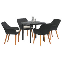Produktbild för Trädgårdsmöbelset med kudde 5 pcs Svart konstrotting