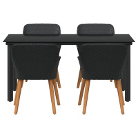 Produktbild för Trädgårdsmöbelset med kudde 5 pcs Svart konstrotting