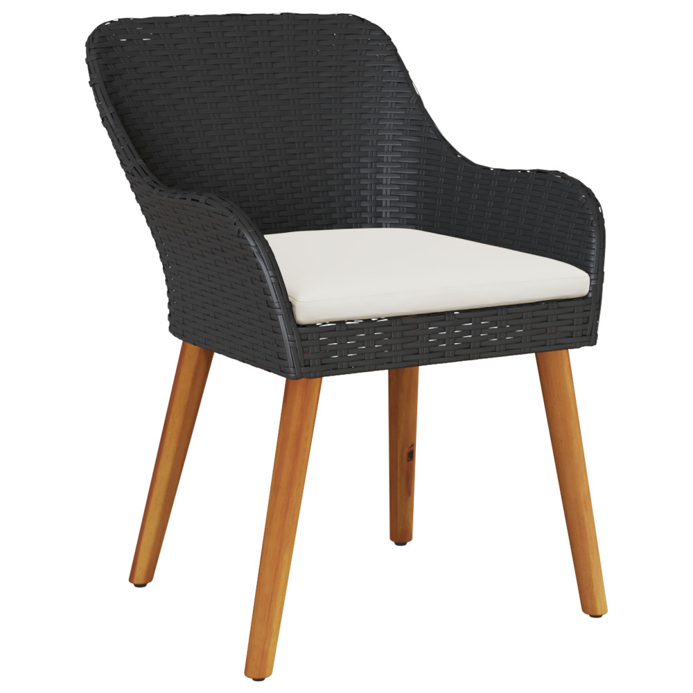 Produktbild för Trädgårdsmöbelset med kudde 7 pcs Svart konstrotting