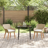 Produktbild för Trädgårdsmöbelset med kudde 3 pcs Beige konstrotting