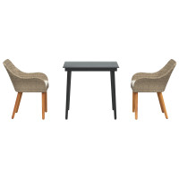 Produktbild för Trädgårdsmöbelset med kudde 3 pcs Beige konstrotting