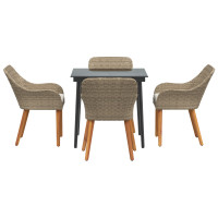 Produktbild för Trädgårdsmöbelset med kudde 5 pcs Beige konstrotting