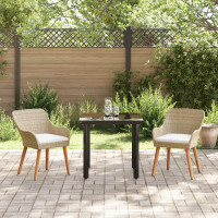 Produktbild för Trädgårdsmöbelset med kudde 3 pcs Beige konstrotting