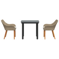 Produktbild för Trädgårdsmöbelset med kudde 3 pcs Beige konstrotting
