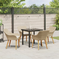Produktbild för Trädgårdsmöbelset med kudde 5 pcs Beige konstrotting