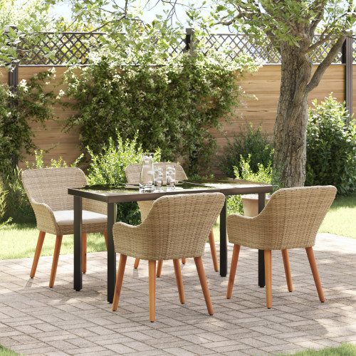 vidaXL Trädgårdsmöbelset med kudde 5 pcs Beige konstrotting
