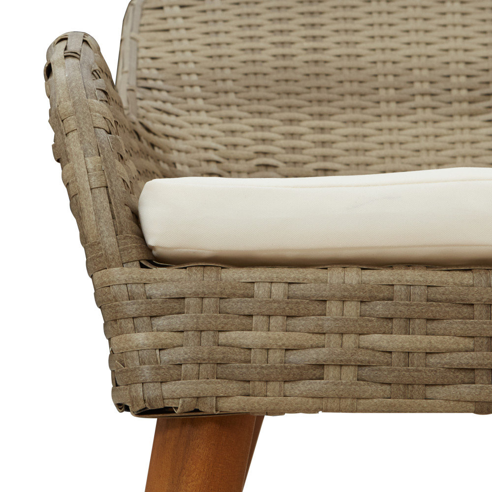 Produktbild för Trädgårdsmöbelset med kudde 5 pcs Beige konstrotting