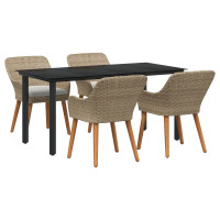 Produktbild för Trädgårdsmöbelset med kudde 5 pcs Beige konstrotting