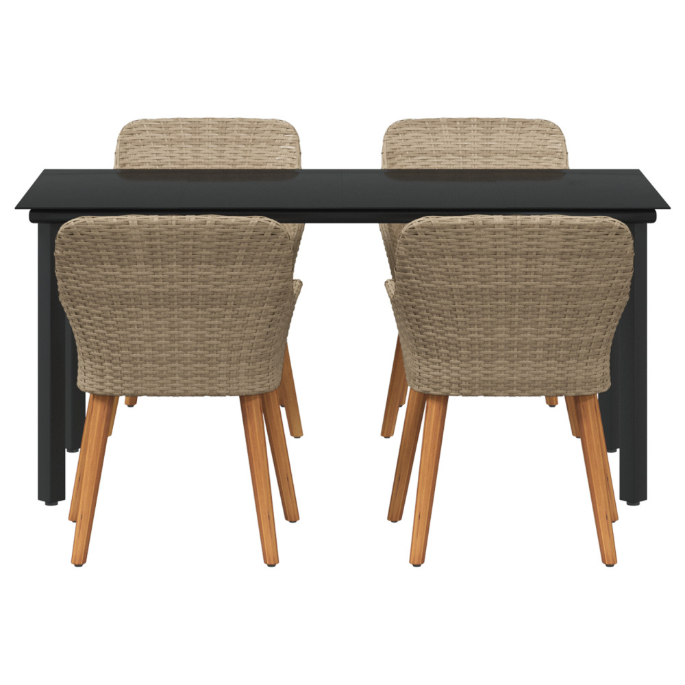 Produktbild för Trädgårdsmöbelset med kudde 5 pcs Beige konstrotting