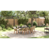 Produktbild för Trädgårdsmöbelset med kudde 7 pcs Beige konstrotting
