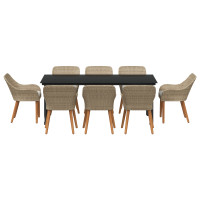 Produktbild för Trädgårdsmöbelset med kudde 9 pcs Beige konstrotting