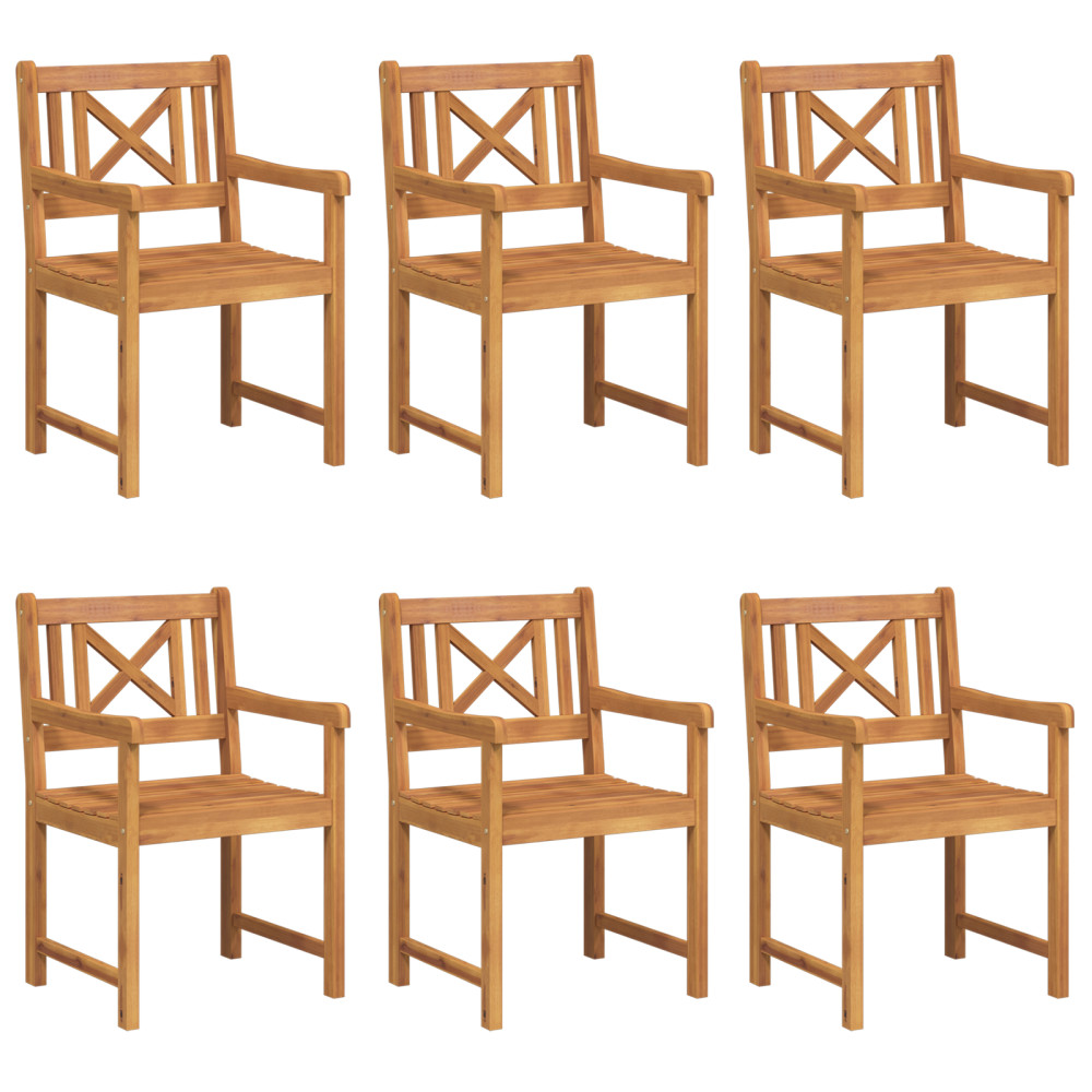 Produktbild för Trädgårdsstolar 6 pcs Naturlig Massivt Akaciaträ