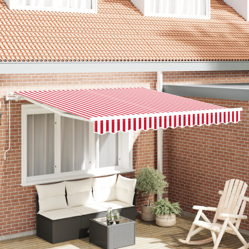 vidaXL Utdragbar markis Röd och Vit 300 x 250 cm Duk och Aluminium