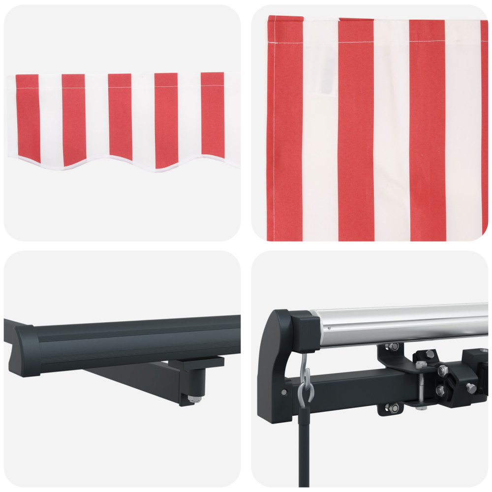 Produktbild för Utdragbar markis Röd och Vit 300 x 250 cm