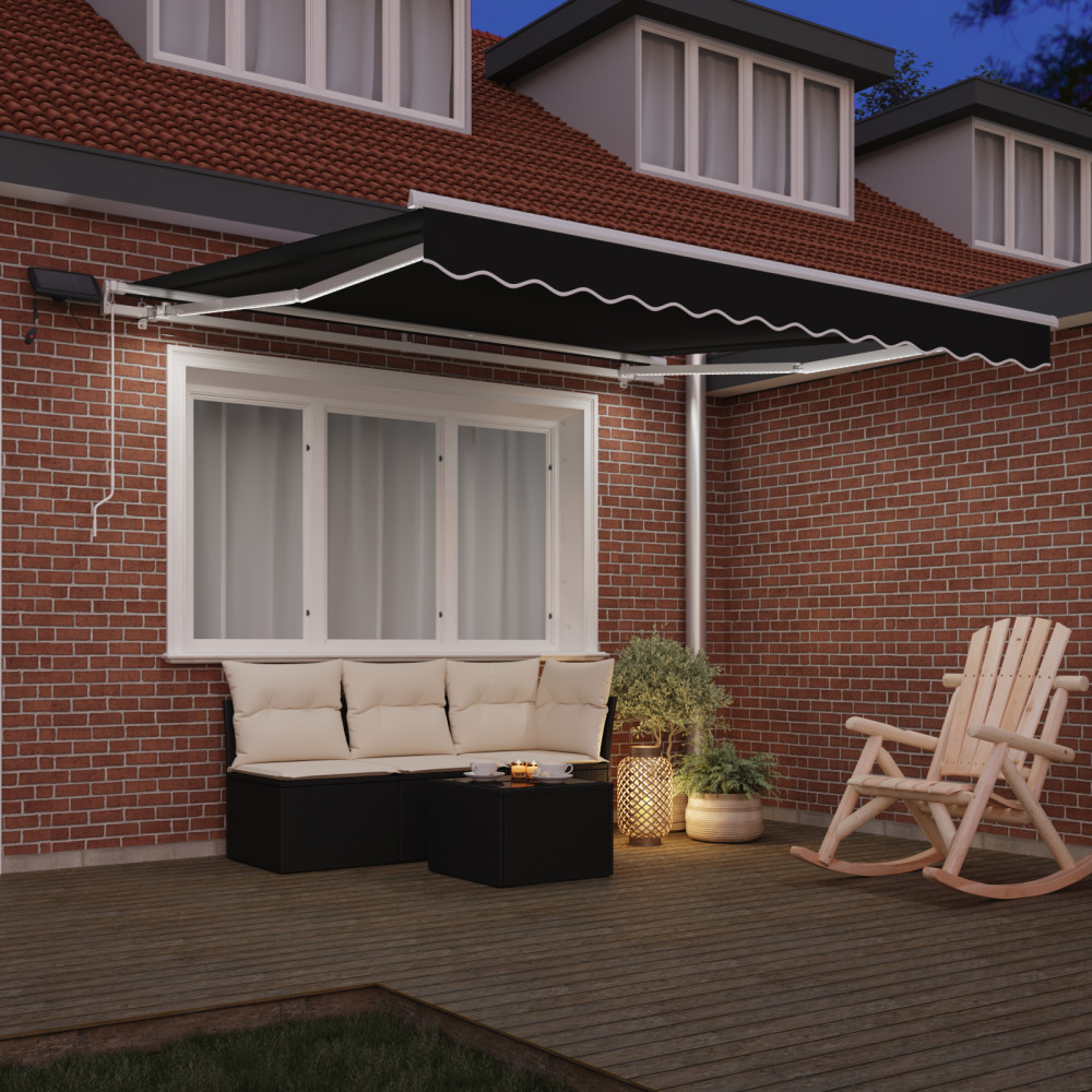 Produktbild för Utdragbar markis Svart 300 x 250 cm Duk och Aluminium