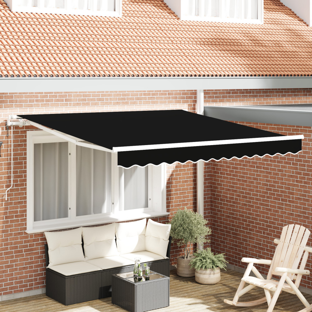 Produktbild för Utdragbar markis Svart 300 x 250 cm Duk och Aluminium