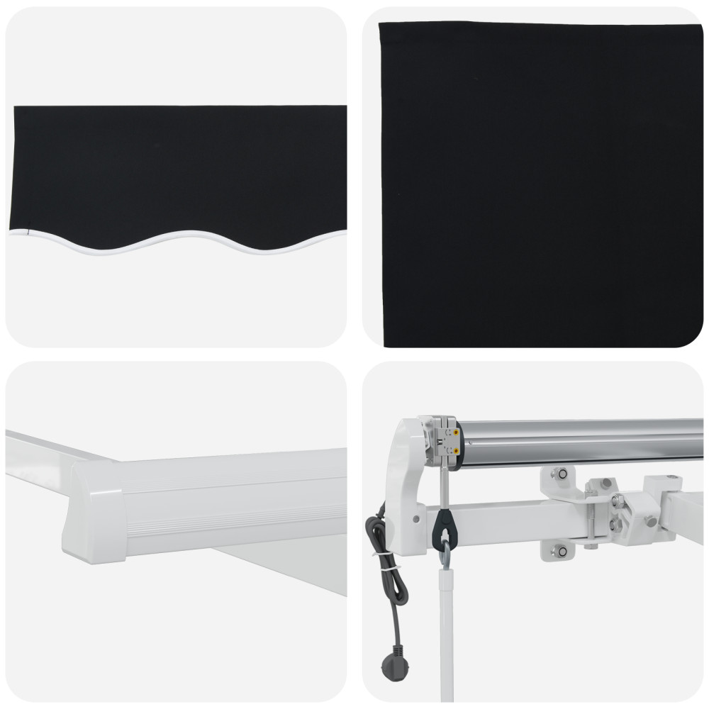 Produktbild för Utdragbar markis Svart 300 x 250 cm Duk och Aluminium