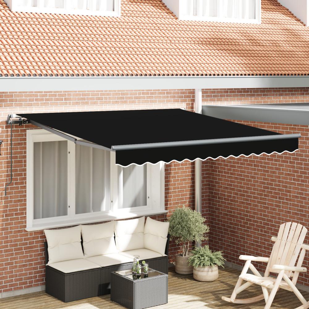 Produktbild för Utdragbar markis Svart 300 x 250 cm Polyester och aluminium