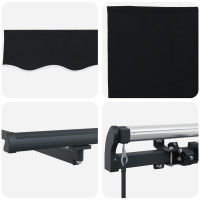 Produktbild för Utdragbar markis Svart 300 x 250 cm Polyester och aluminium