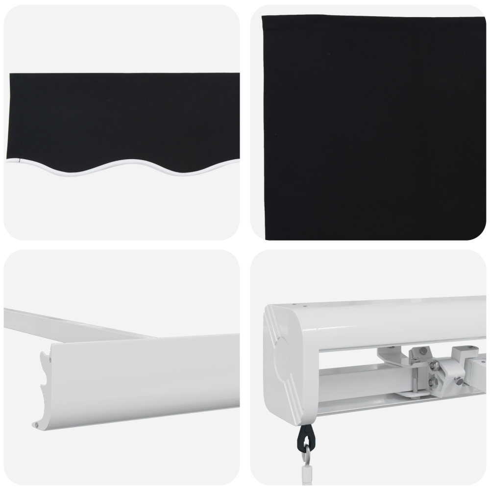 Produktbild för Utdragbar markis Svart 300 x 250 cm Canvas och Aluminium