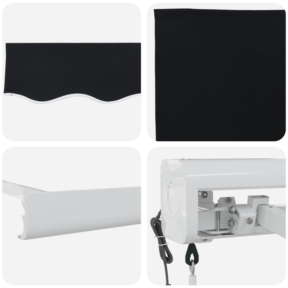 Produktbild för Utdragbar markis Svart 300 x 250 x 165 cm Tyg och Metall