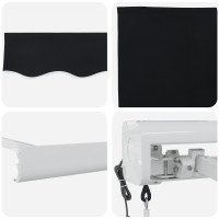 Produktbild för Utdragbar markis Svart 300 x 250 x 165 cm Tyg och Metall