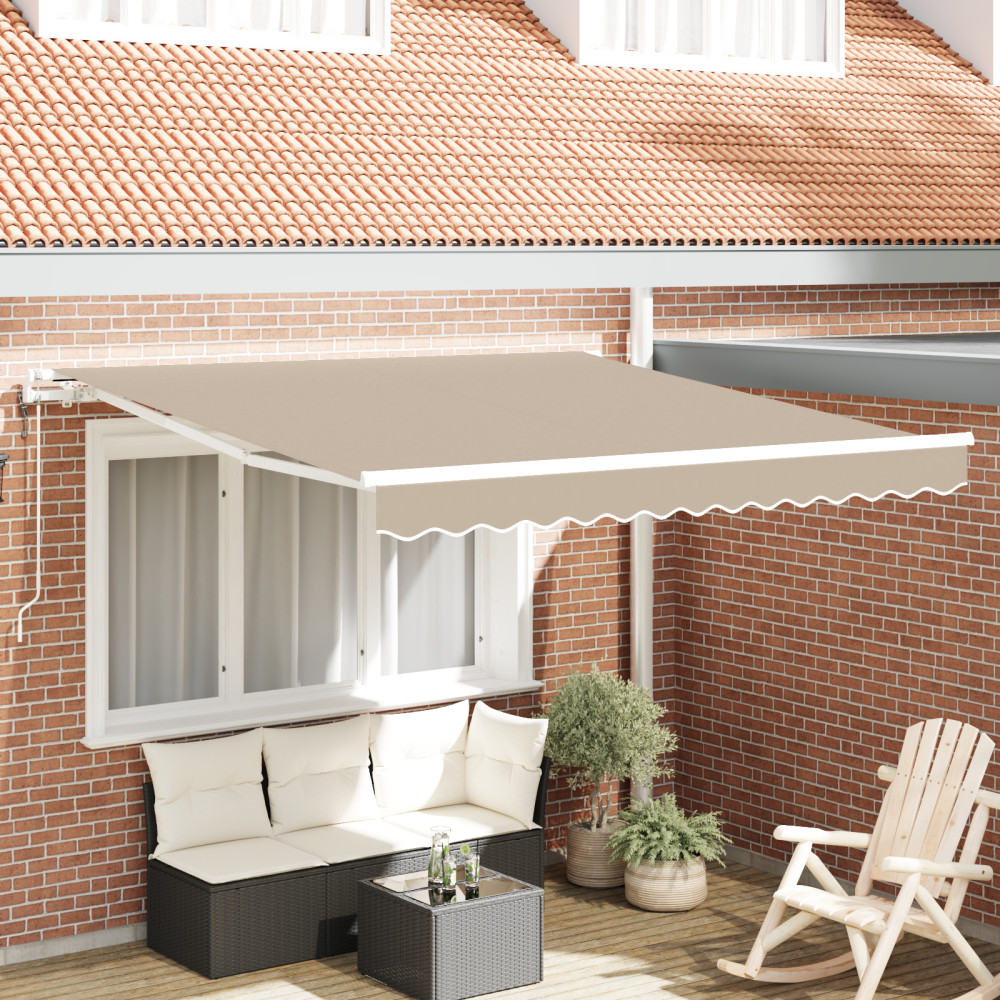 Produktbild för Utdragbar markis Beige 300 x 250 cm Duk och Aluminium