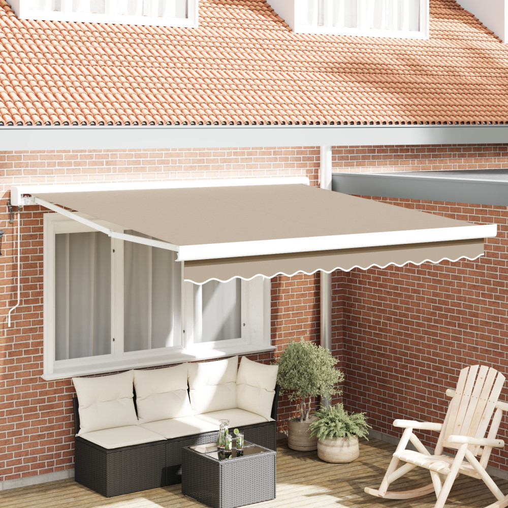Produktbild för Utdragbar markis Beige 300 x 250 x 165 cm Tyg och Metall