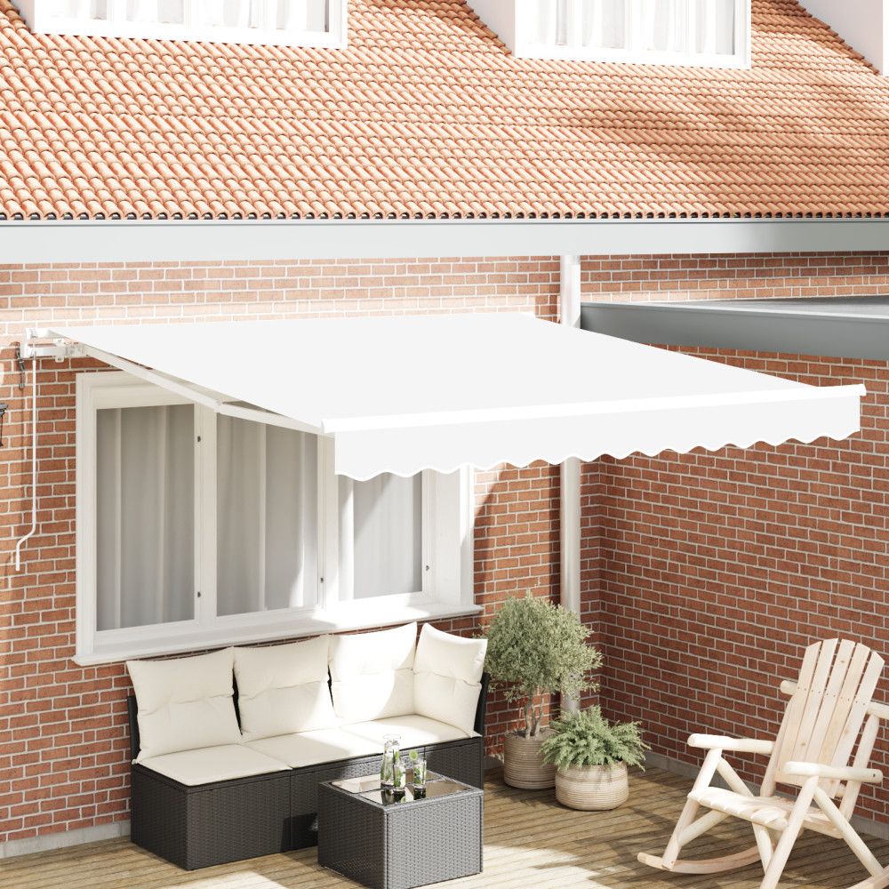 Produktbild för Utdragbar markis Vit 300 x 250 cm Duk och Aluminium