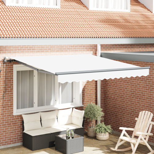 vidaXL Utdragbar markis Vit 300 x 250 cm Duk och Aluminium