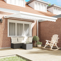 Produktbild för Utdragbar markis Vit 300 x 250 x 165 cm Tyg och Metall