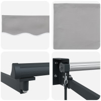 Produktbild för Utdragbar markis Ljusgrå 300 x 250 x 165 cm