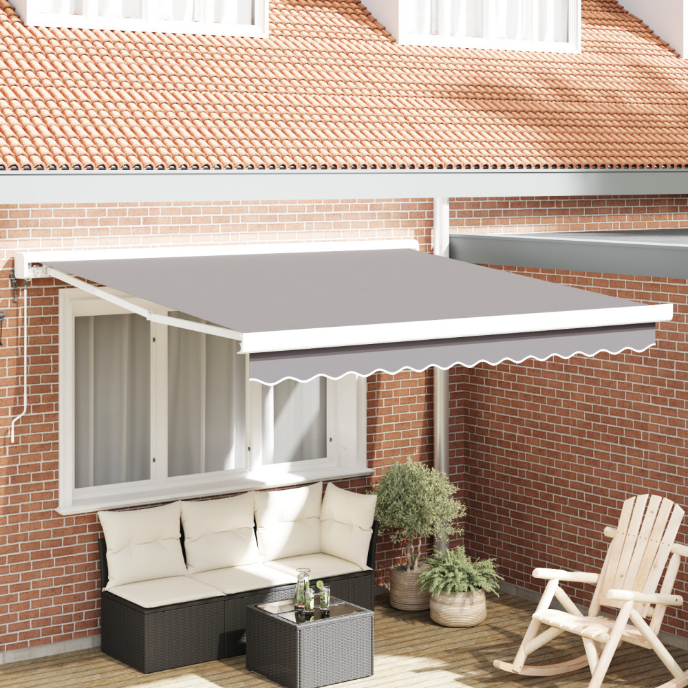 Produktbild för Utdragbar markis Ljusgrå 300 x 250 x 165 cm Tyg och Metall