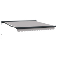 Produktbild för Utdragbar markis Ljusgrå 300 x 250 x 165 cm Tyg och Metall